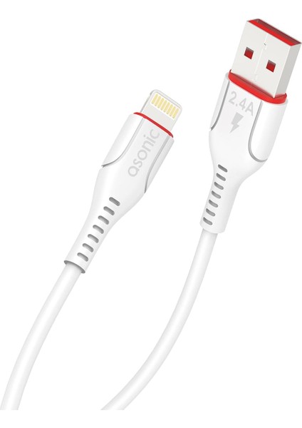 AS-X306 Ipad/iphone Lightning Beyaz Data + 2.4 A Hızlı Şarj Kablosu 1 Metre