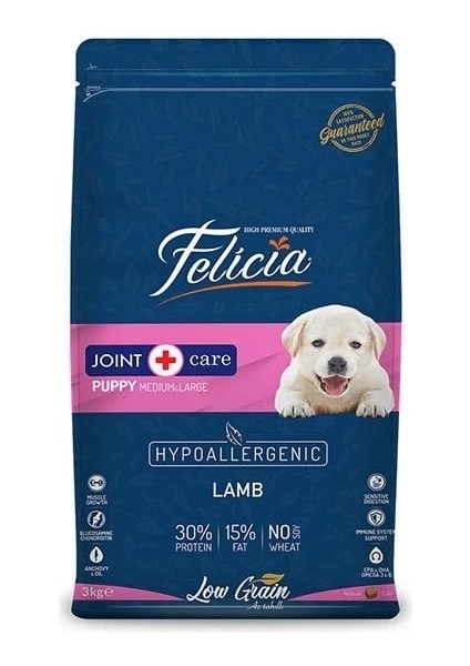 Felicia Düşük Tahıllı Hipoalerjenik Kuzu Etli Orta ve Büyük Irk Yavru Köpek Maması 3 kg