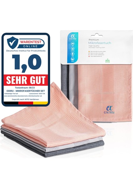 Mikrofiber Temizlik Bezleri Set 40 x 40 cm - Küçük Boy Sihirli Bezler, Bulaşık Yıkama Bezi, Mutfak ve Araba İçin Microfiber Temizlik Bezi, Ekran Temizleyici ve Cam Silme Bezi, Antrasit/gri/pembe