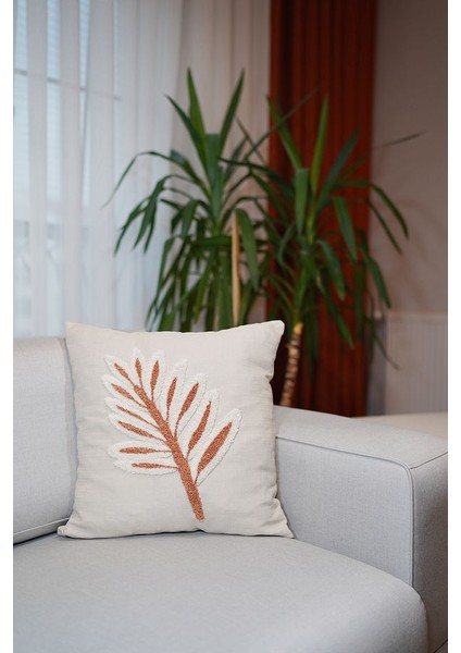 Homesepet Punch Nakışlı Keten Kırlent Kılıfı Palmiye Desenli (2 Adet)