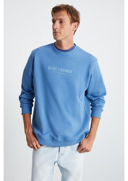 Erwan Erkek Mavi Sweatshirt modelleri