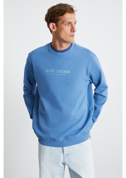 Erwan Erkek Mavi Sweatshirt fırsatları