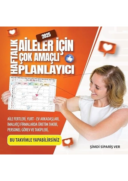 Planlayıcı 2025 Takvimli A4 Ebat 53 Haftalık Planlayıcı Aile Planlayıcı Family modelleri