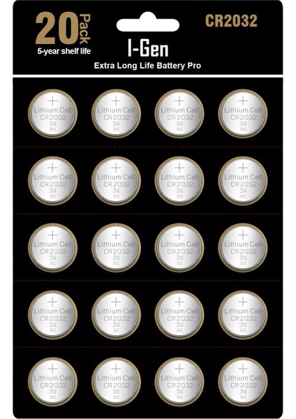 CR2032 Pil 20'li Paket Tartı, Baskül, Şeker Ölçüm Cihazı Pili Lityum Düğme Pil 3V 2032