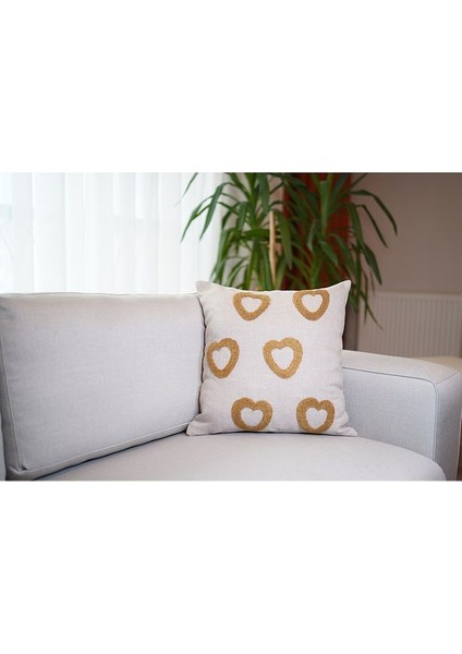 Homesepet Punch Nakışlı Keten Kırlent Kılıfı Kalp Desenli ( 2 Adet) fiyatları