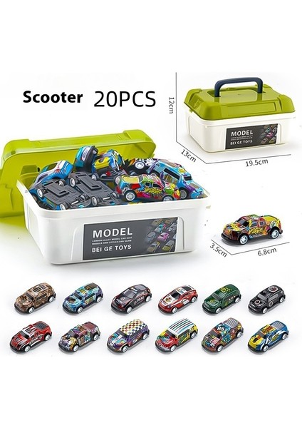 Alaşımlı Teneke Araba Oyuncakları Araba Yarışı Saklama Kovası Konteyner Tipi Set (Yurt Dışından)