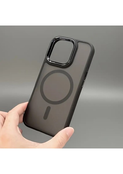 Iphone 15 Pro Max Uyumlu Kılıf Magsafe ve Şeffaf Lens Koruyuculu