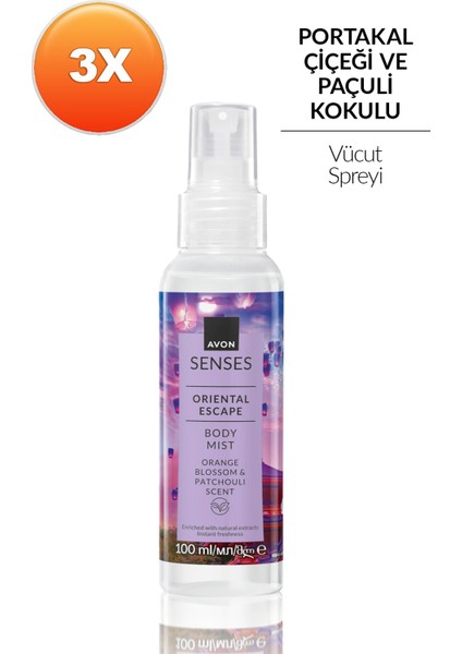 Senses Oriental Escape Portakal Çiçeği ve Paçuli Kokulu Vücut Spreyi 100 ml Üçlü Set fiyatları