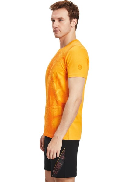 Orijinal Lisanslı Aslan Baskılı Sarı T-Shirt + Bileklik Set Hediyelik Ahşap Kutulu