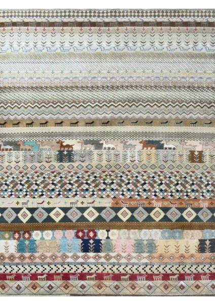 Barcelona Koleksiyonu Açık Ton Çok Renkli Karma Motifler Desen Vintage Dekoratif Halı 14