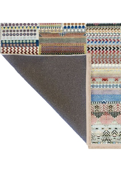 Barcelona Koleksiyonu Çok Renkli Karma Geometrik Motifler Desenli Vintage Dekoratif Halı 32 indirimleri