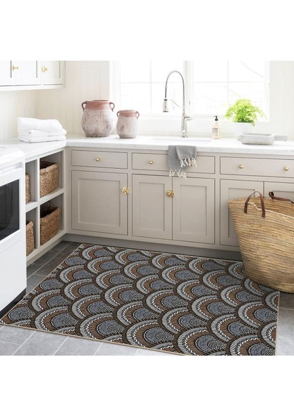 Buse Koleksiyonu Koyu Tonlarda Geleneksel Motifli Dokuma Taban Modern Dekoratif Halı BUSE44 modelleri