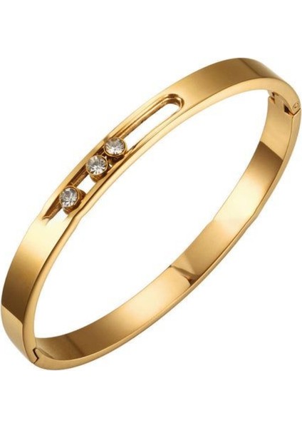 14 Ayar Altın Kaplama Hareketli Taşlı Kelepçe