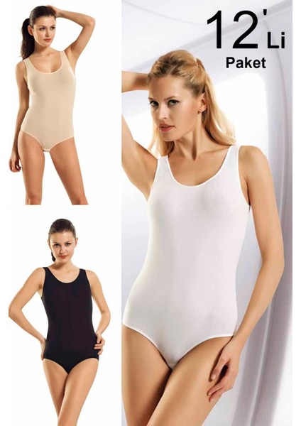 12'li Paket Geniş Askılı Çıtçıtlı Body