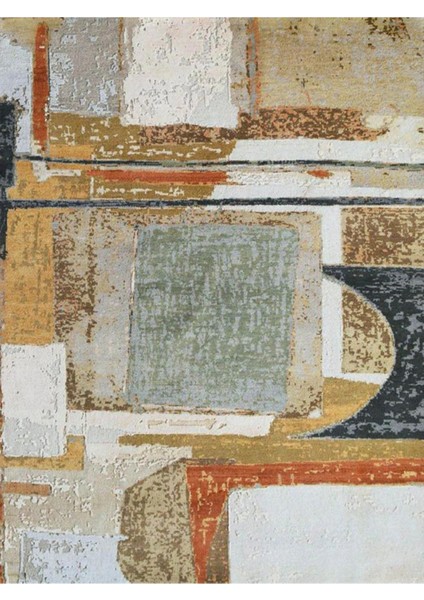 Barcelona Koleksiyonu Çok Renkli Soyut Şekilli Dokuma Taban Modern Dekoratif Halı 43