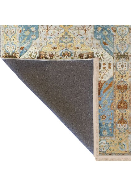 Barcelona Koleksiyonu Bej Mavi Temalı Geleneksel Motif Desenli Vintage Dekoratif Halı 19 indirimleri