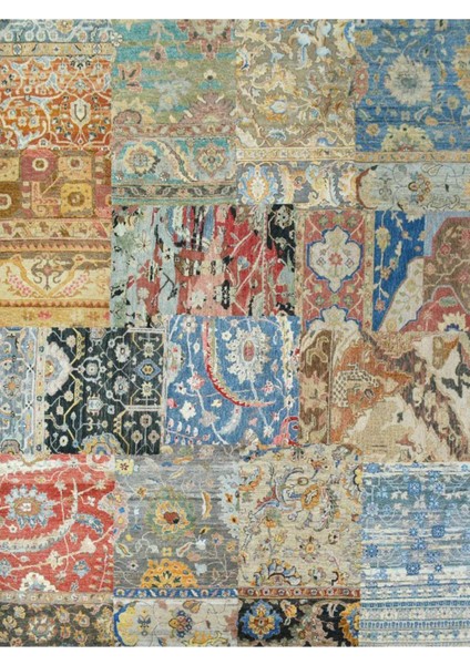 Barcelona Koleksiyonu Çok Renkli Eskitme Patchwork Görünümlü Dekoratif Halı BARCELONA47
