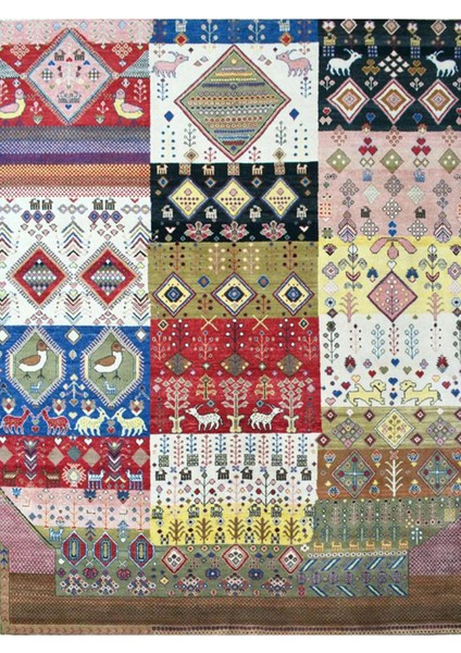 Barcelona Koleksiyonu Karma Renkler Etnik Motif ve Çiçek Desenli Vintage Dekoratif Halı 29