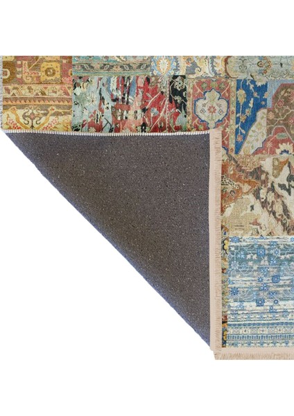 Barcelona Koleksiyonu Çok Renkli Geleneksel Motif ve Çiçek Desenli Vintage Dekoratif Halı 25 indirimleri