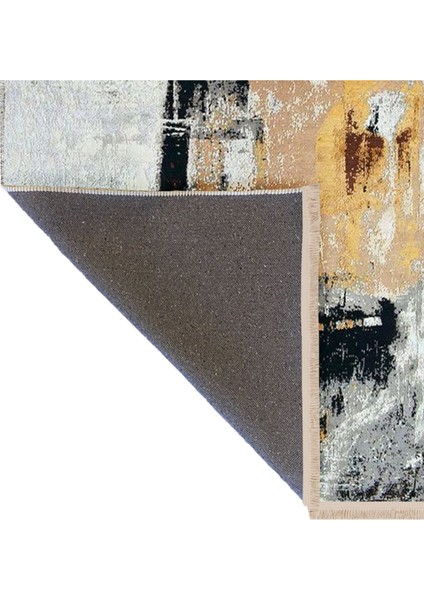 Barcelona Koleksiyonu Siyah Gri Tonlarda Soyut Abstract Desenli Modern Dekoratif Halı BARCELONA67