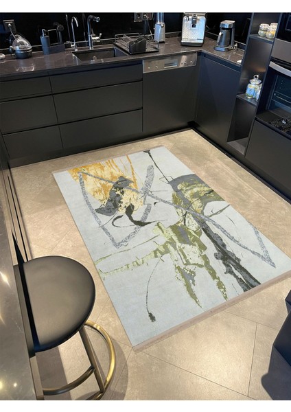 Barcelona Koleksiyonu Soyut Boya Sıçratma Desenli Kreatif Modern Dekoratif Halı 39