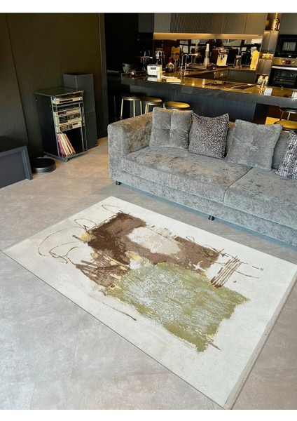 Barcelona Koleksiyonu Soft Renklerde Soyut Desenli Kreatif Modern Dekoratif Halı 55