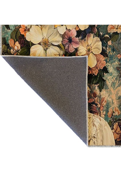 Buse Koleksiyonu Eskitme Görünümlü Çiçek Detaylı Kadın Desenli Dokuma Taban Dekoratif Halı BUSE09 fırsatları