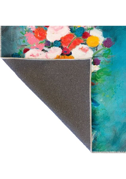 Buse Koleksiyonu Pastel Boya Görünümlü Çiçek Buketi Desenli Dokuma Taban Dekoratif Halı BUSE18 fırsatları
