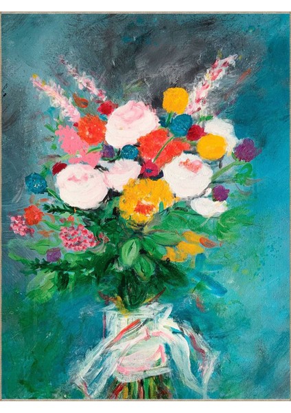 Buse Koleksiyonu Pastel Boya Görünümlü Çiçek Buketi Desenli Dokuma Taban Dekoratif Halı BUSE18 indirimleri