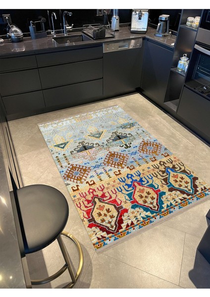 Barcelona Koleksiyonu Çok Renkli Geleneksel Motif Desenli Vintage Dekoratif Halı 28 modelleri