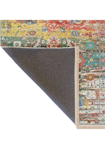 Barcelona Koleksiyonu Çok Renkli Soyut Motifler ve Geleneksel Desenli Vintage Dekoratif Halı 40