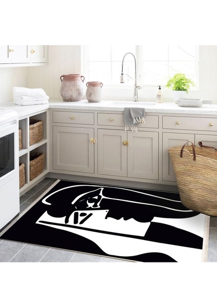 Barcelona Koleksiyonu Siyah Beyaz Soyut Desenli Modern Dekoratif Halı BARCELONA66 modelleri