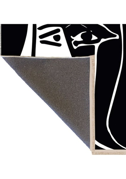 Barcelona Koleksiyonu Siyah Beyaz Soyut Desenli Modern Dekoratif Halı BARCELONA66 fırsatları