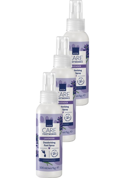 Footworks Lavanta Özlü Koku Önleyici Ayak Spreyi 100ML Üçlü Paket
