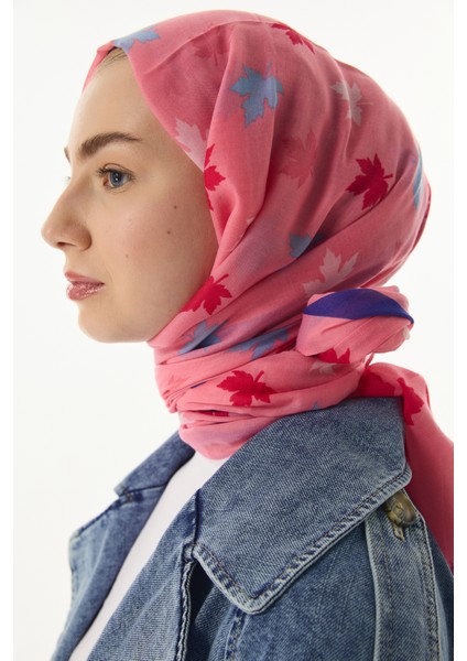 Zeta Yaprak Desen Şeker Pembe Pamuklu
