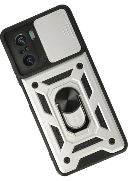 Newface Xiaomi Poco F3 Kılıf Pars Lens Yüzüklü Silikon - Gümüş fiyatları