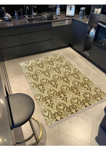 Barcelona Koleksiyonu Bej Temalı Çiçek Motifleri Desenli Vintage Dekoratif Halı 17 modelleri