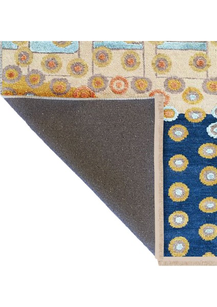 Barcelona Koleksiyonu Sarı Mavi Temalı Dokuma Taban Modern Dekoratif Halı BARCELONA46 fırsatları