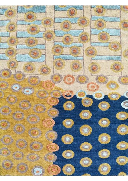 Barcelona Koleksiyonu Sarı Mavi Temalı Dokuma Taban Modern Dekoratif Halı BARCELONA46 indirimleri