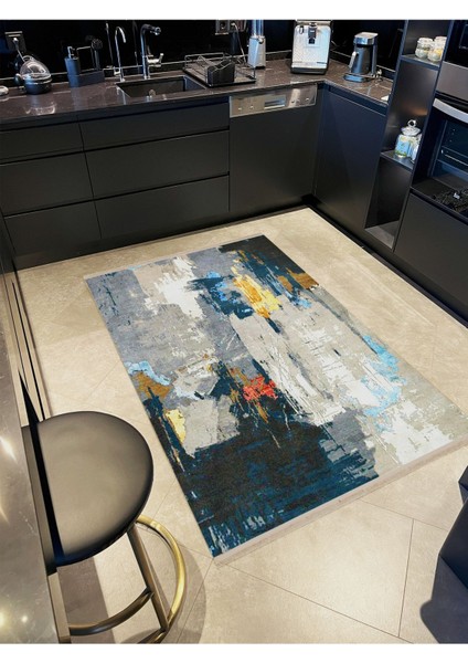 Barcelona Koleksiyonu Koyu Tonlarda Soyut Desenli Dokuma Taban Modern Dekoratif Halı 56 fiyatları