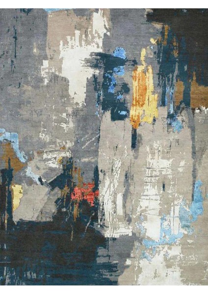 Barcelona Koleksiyonu Koyu Tonlarda Soyut Desenli Dokuma Taban Modern Dekoratif Halı 56 indirimleri