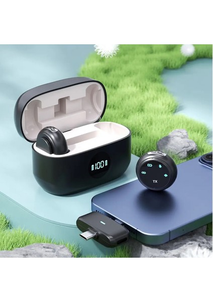 HT-K31PRO Ikili Kablosuz Yaka Mikrofonu Dijital Ekranlı Düğme Tipi Tasarım Ios/type-C Uyumlu Gürültü Engelleme fiyatları