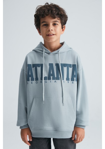 Roy Erkek Çocuk %100 Pamuk Kapüşonlu Gri Sweatshirt