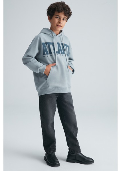Roy Erkek Çocuk %100 Pamuk Kapüşonlu Gri Sweatshirt
