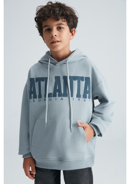 Roy Erkek Çocuk %100 Pamuk Kapüşonlu Gri Sweatshirt