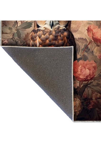 Buse Koleksiyonu Pastel Tonlarda Çiçekler ve Baykuş Desenli Dokuma Taban Dekoratif Halı BUSE02 fırsatları