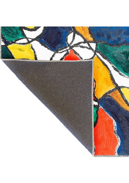 Buse Koleksiyonu Çok Renkli Soyut Şekiller Desenli Dokuma Taban Modern Dekoratif Halı BUSE24