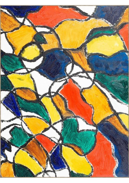 Buse Koleksiyonu Çok Renkli Soyut Şekiller Desenli Dokuma Taban Modern Dekoratif Halı BUSE24