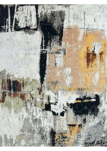 Barcelona Koleksiyonu Siyah Gri Tonlarda Soyut Abstract Desenli Modern Dekoratif Halı BARCELONA67