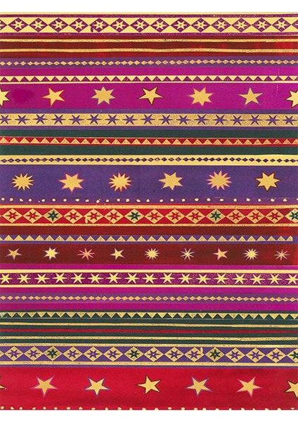 Barcelona Koleksiyonu Mor ve Kırmızı Tonlarda Şerit ve Yıldız Desenli Vintage Dekoratif Halı 58 fiyatları